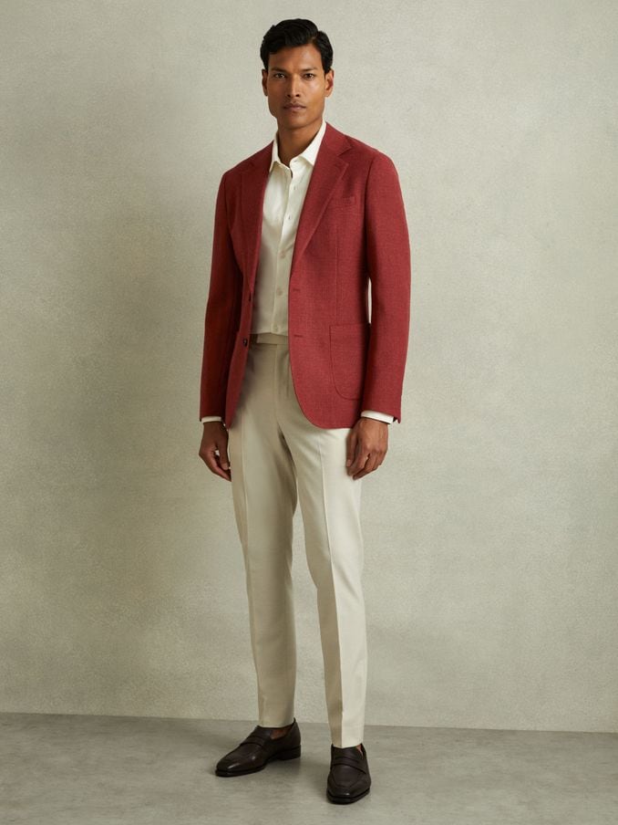 Red slim fit blazer for mens discount