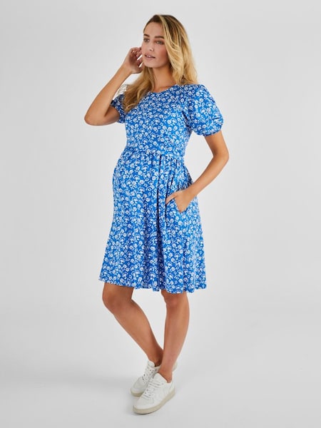 Blue Floral Double Layer Maternity & Nursing Dress (Q63562) | £42