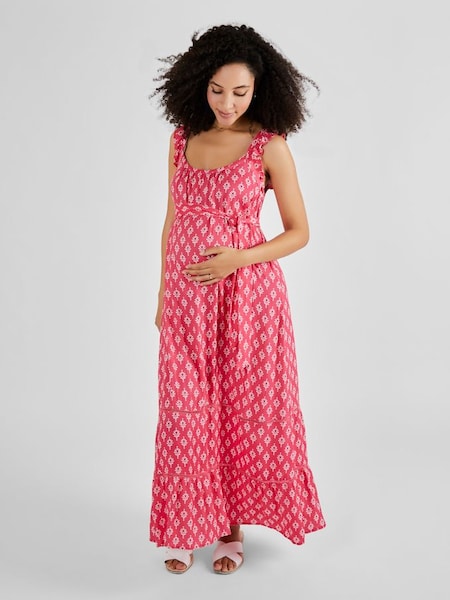 Pink Batik Print Flutter Sleeve Maternity Maxi Dress (Q63564) | £36