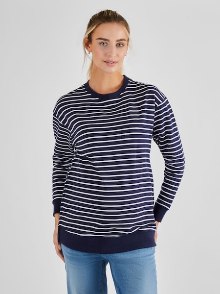 Navy White Stripe Stripe Maternity & Nursing Sweatshirt (Q63580) | £35.50