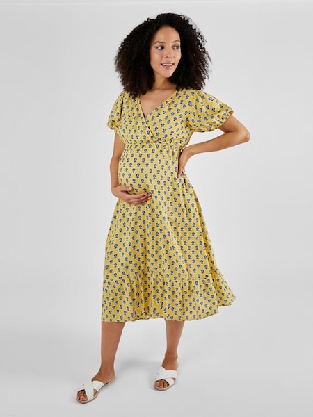 Yellow Batik Print Maternity Midi Dress (Q63612) | £49.50