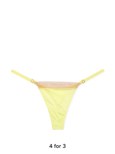 Citron Glow Yellow Embroidered Thong Icon Thong Knickers (Q67149) | £14