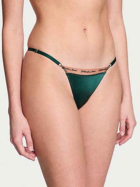 Green Mystique Embroidered Thong Icon Thong Knickers (Q67174) | £14