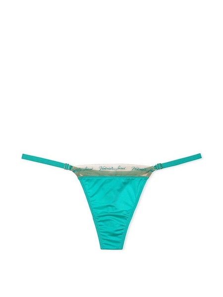 Aqua Sea Green Embroidered Thong Icon Thong Knickers (Q67200) | £14