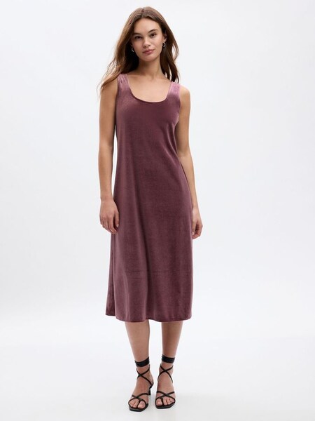 Purple Velour Scoop Neck Sleeveless Midi Dress (Q68123) | £45