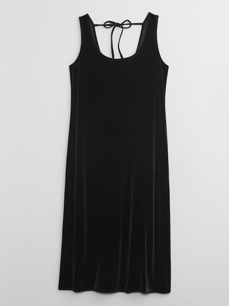 Black Velour Scoop Neck Sleeveless Midi Dress (Q68141) | £45