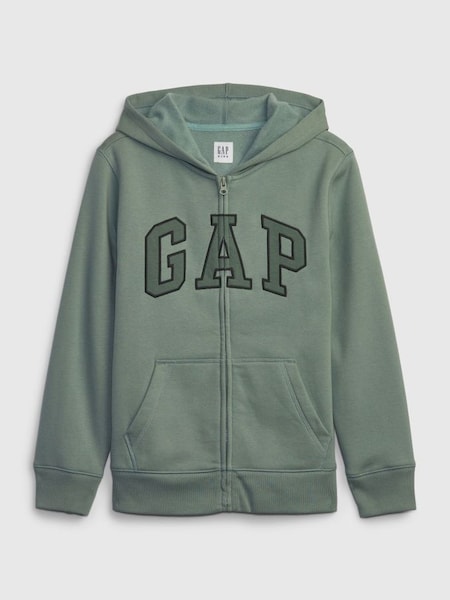 Green Logo Fleece Lined Zip Through Hoodie (4-13yrs) (Q68328) | £25