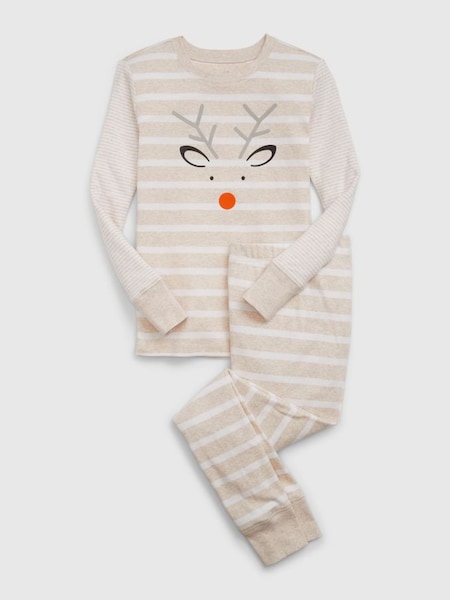 Cream Reindeer Family Christmas Kids Pyjamas (Q68354) | £20