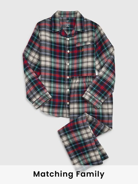 Green, Red & White Check Family Christmas Kids Pyjamas (Q68375) | £35