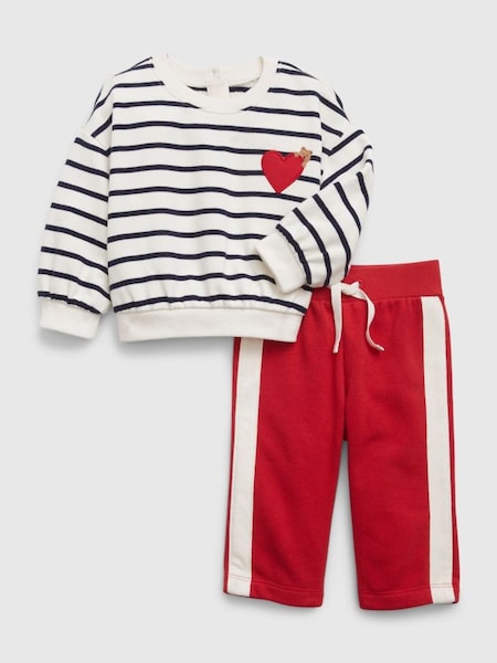 White and Red Stripe Brannan Bear Sweatshirt & Jogger Set (Q68408) | £25
