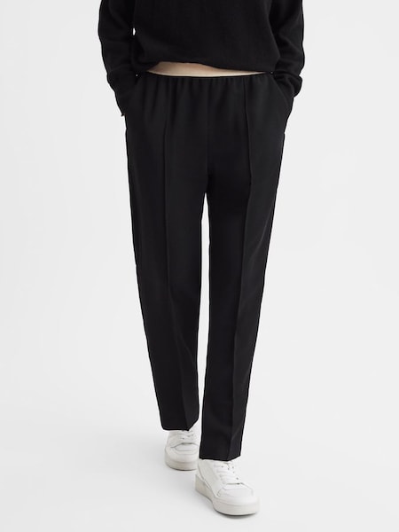 Elasticated Waistband Tapered Trousers in Black (Q69263) | £88