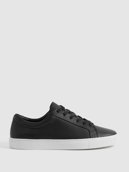 Grained Leather Trainers in Black (Q71064) | £158