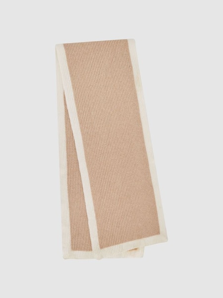 Wool Ribbed Scarf in Camel (Q71070) | £20