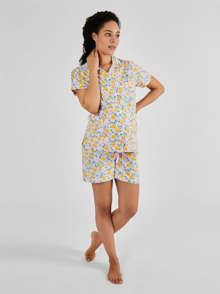 Pink Lemon Print Maternity & Nursing Short Pyjamas Set (Q74188) | £36