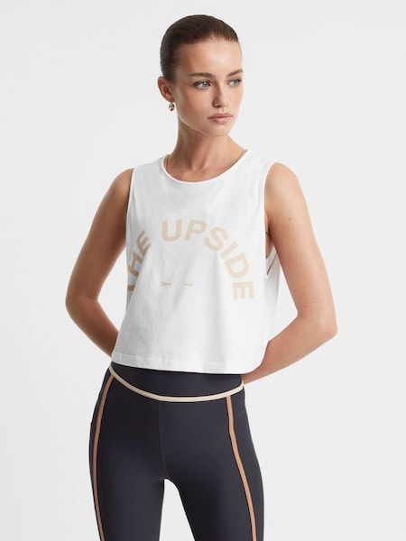 The Upside Sleeveless Crew Neck Cropped Vest in White (Q74428) | £69