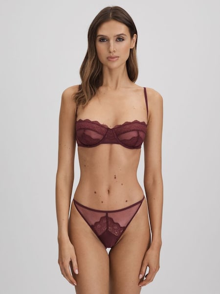 Calvin Klein Underwear Mesh Lace Briefs in Tawny Port (Q74429) | £40