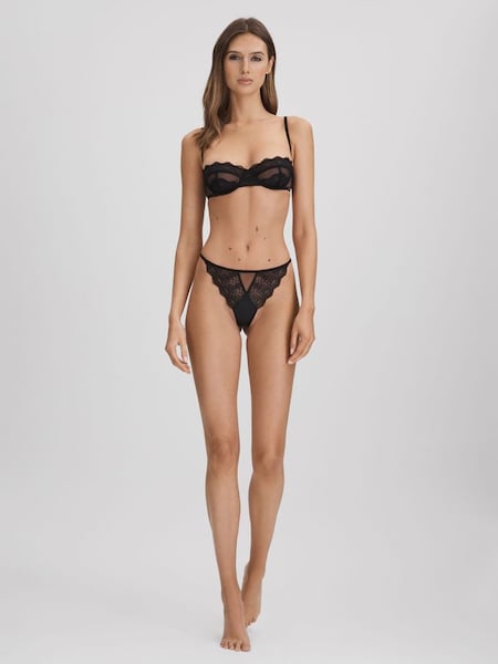 Calvin Klein Underwear Mesh Lace Thong in Black (Q74434) | £38