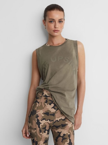 The Upside Sleeveless Crew Neck Vest in Olive Green (Q74456) | £69