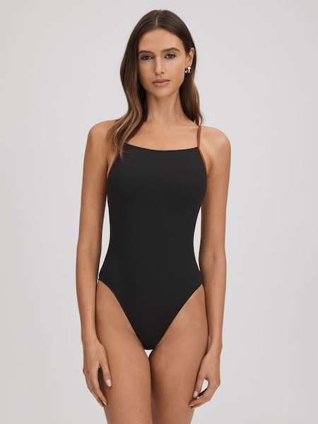 Bondi Born Contrast Strap Swimsuit in Black (Q74730) | £200