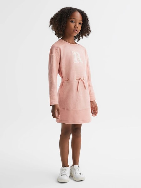 Junior Cotton Blend Drawstring Dress in Apricot (Q74806) | £58