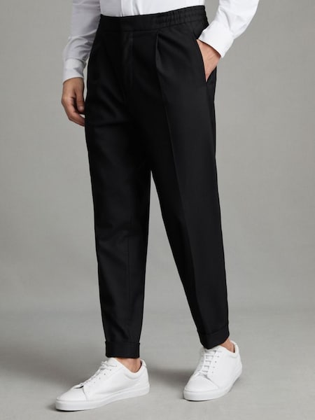 Relaxed Drawstring Trousers with Turn-Ups in Black (Q78813) | £138