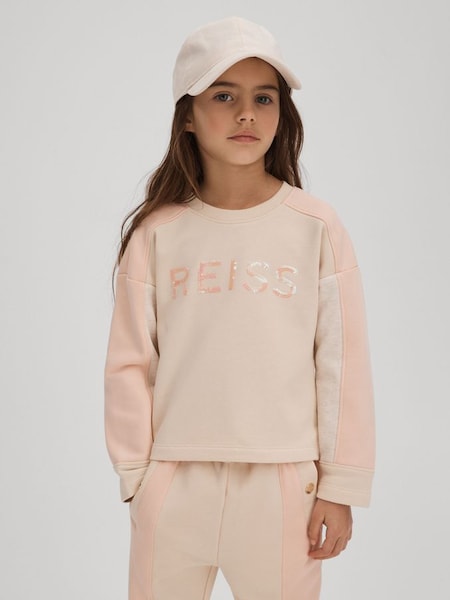 Junior Cotton Blend Sequin Sweatshirt in Pink (Q79096) | £30