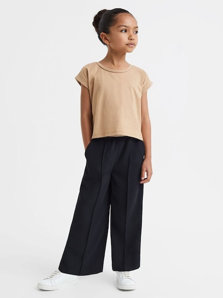 Junior Elasticated Wide Leg Trousers in Navy (Q79106) | £40