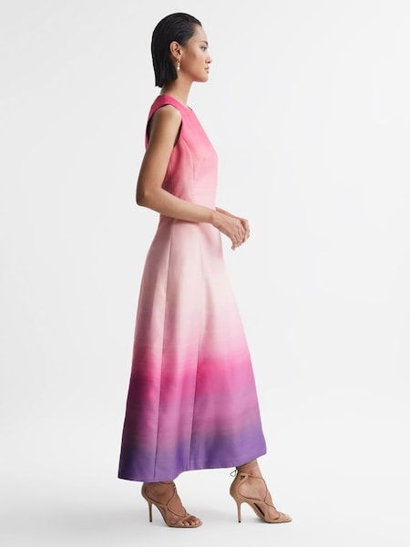 Leo Lin Ombre Sleeveless Midi Dress in Ombre Coral (Q79969) | £695