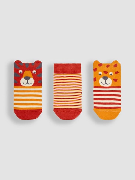 Rust Orange Tiger 3-Pack Safari Socks (Q80314) | £9.50
