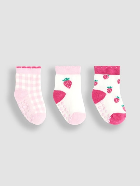 Pink Strawberry 3-Pack Fruit Socks (Q80318) | £9.50