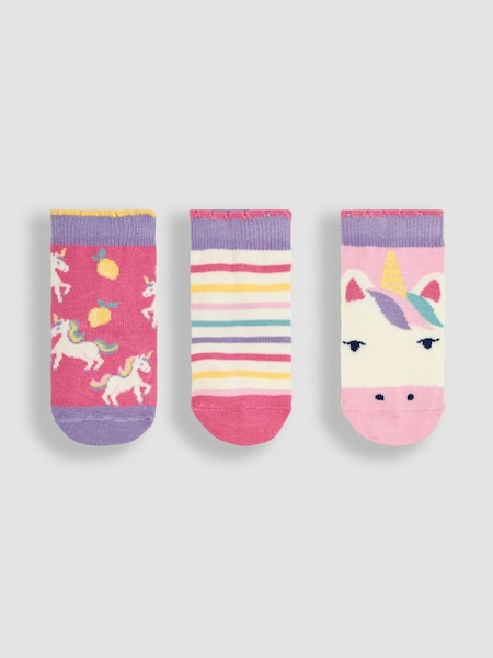 Light Pink 3-Pack Unicorn Socks (Q80320) | £9.50