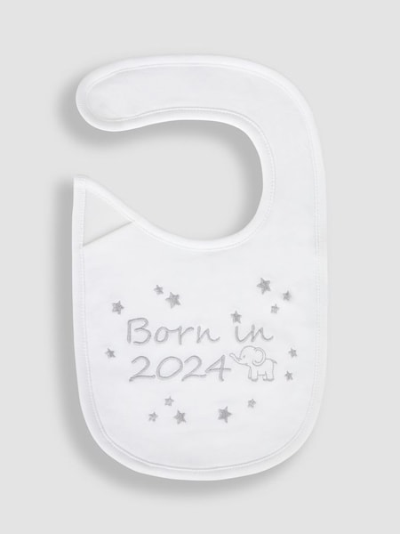 White Born in 2024 Embroidered Bibs (Q80347) | £6