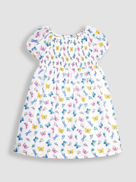 Pastel Butterfly & Dragonfly Puff Sleeve Smocked Dress (Q80685) | £23