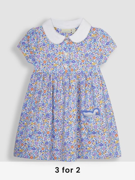 Lilac Purple Ditsy Floral Peter Pan Pet In Pocket Jersey Dress (Q80691) | £23