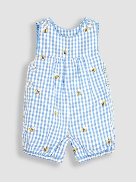 Blue Bee Embroidered Gingham Dungarees (Q80706) | £25