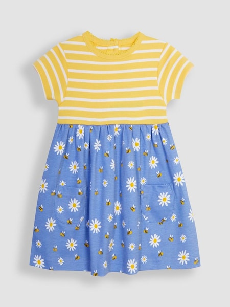 Blue Daisy & Bee Mix & Match With Pet In Pocket Jersey Dress (Q80737) | £23