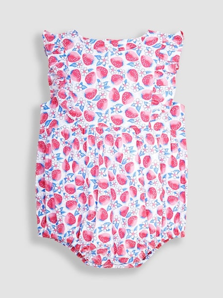 Pink Strawberry Bloom Floral Bubble Romper (Q80743) | £22