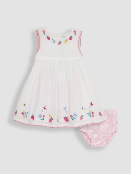 White Strawberry Embroidered Baby Dress (Q80752) | £21