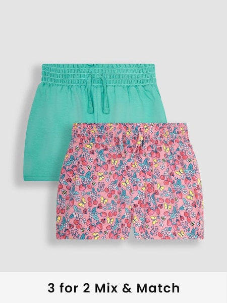 Pink Strawberry Garden Floral & Green 2-Pack Pretty Shorts (Q80774) | £17