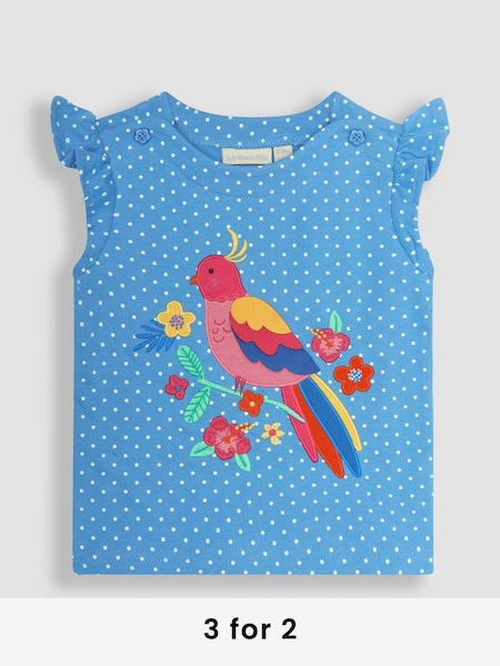 Blue Tropical Bird Appliqué T-Shirt (Q80865) | £17