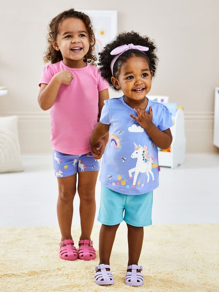 Lilac Purple Unicorn & Pink 2-Pack T-Shirts (Q80891) | £21