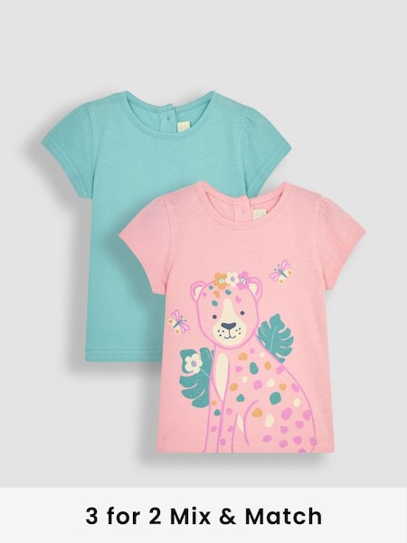 Pink Cheetah & Duck Egg Blue 2-Pack T-Shirts (Q80935) | £21