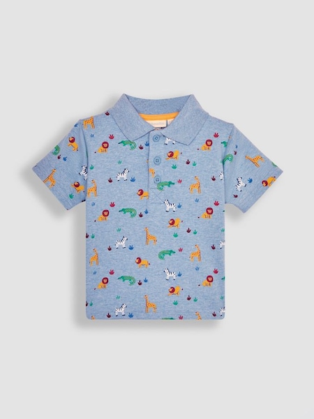 Blue Safari Animals Printed Polo Shirt (Q80952) | £13