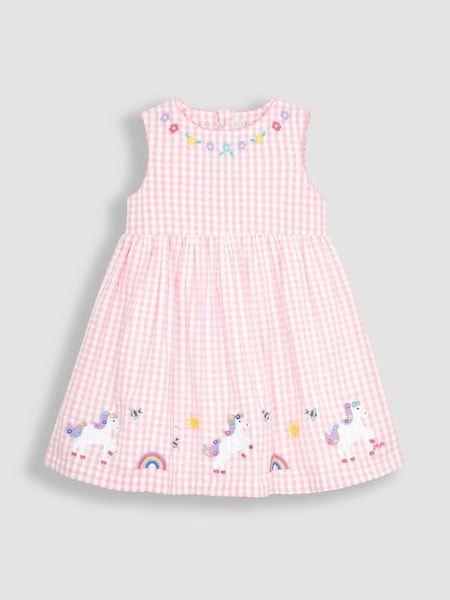 Pink Unicorn Appliqué Gingham Summer Dress (Q80963) | £20