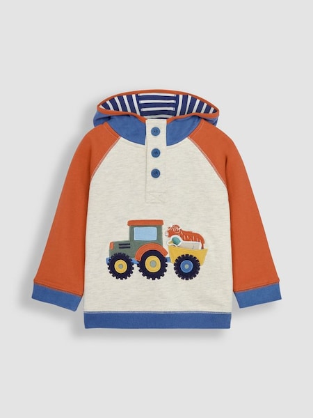 Natural Tractor Appliqué Hooded Sweatshirt (Q81629) | £27