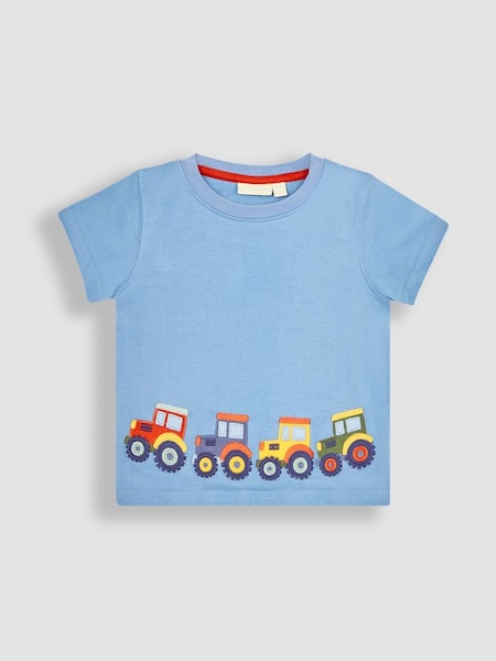 Blue Tractor Appliqué Border T-Shirt (Q81671) | £17