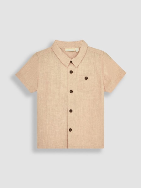 Stone Classic Cotton Linen Summer Short Sleeve Shirt (Q81728) | £22