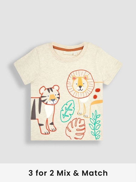 Natural Lion & Tiger Appliqué T-Shirt (Q81739) | £17
