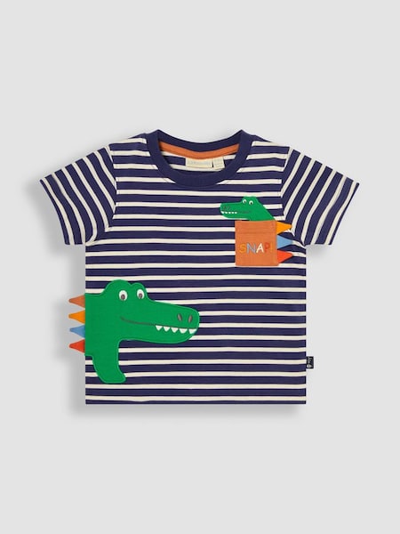 Indigo Blue Crocodile Appliqué Pocket T-Shirt (Q81746) | £17