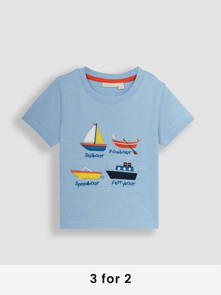Blue Boat Appliqué Motif T-Shirt (Q81751) | £17